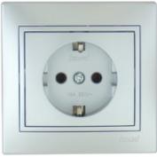 Лезард Розетка 1-я с/з керам. металлик серый
