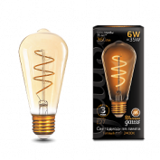 Лампа Gauss LED Filament ST64 Flexible E27 6W Golden 360lm 2400К 1/10/40
