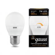 Лампа Gauss LED Globe-dim E27 7W 3000К диммируемая 1/10/100