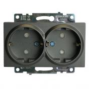КАТРИН Розетка 2м с з/ш с/з, 250В, 16А, STEKKER, GLS16-7114-06, графит