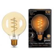 Лампа Gauss LED Filament G95 E27 6W Golden 2400К 1/20