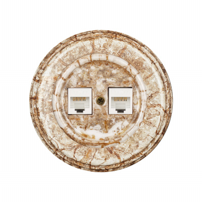 Бирони Розетка RJ45 компьют.2м керамика мрамор (d65*8,5мм)(9шт)