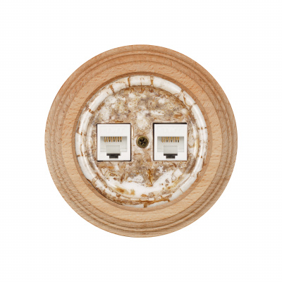 Бирони Розетка RJ45 компьют.2м керамика мрамор (d65*8,5мм)(9шт)