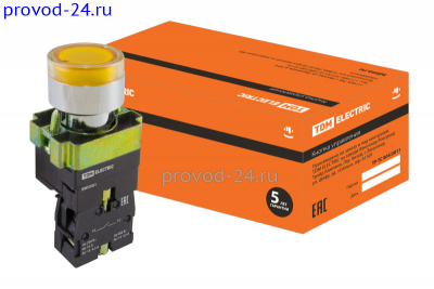 Кнопка LAY5-BW3561 с подсветкой 1р желт.(10)