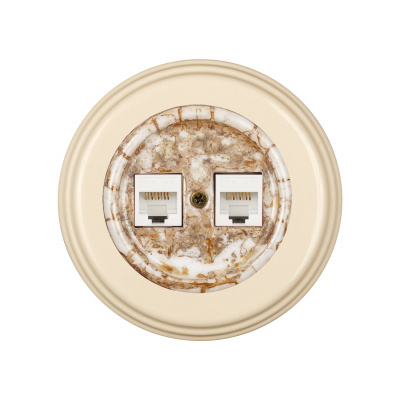 Бирони Розетка RJ45 компьют.2м керамика мрамор (d65*8,5мм)(9шт)
