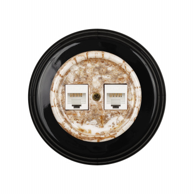 Бирони Розетка RJ45 компьют.2м керамика мрамор (d65*8,5мм)(9шт)