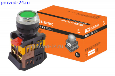 Кнопка ABLFS-22 зелёная (1з+1р) (10шт)