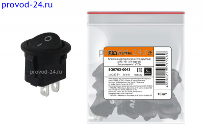 Переключатель клавишный круглый MRS-101-3-B черный 2 положения 1з TDM