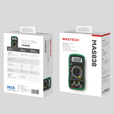 Мультиметр портативный MAS838 MASTECH в кожухе прозв. и измер.темпер.