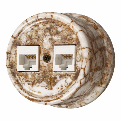 Бирони Розетка RJ45 компьют.2м керамика мрамор (d65*8,5мм)(9шт)